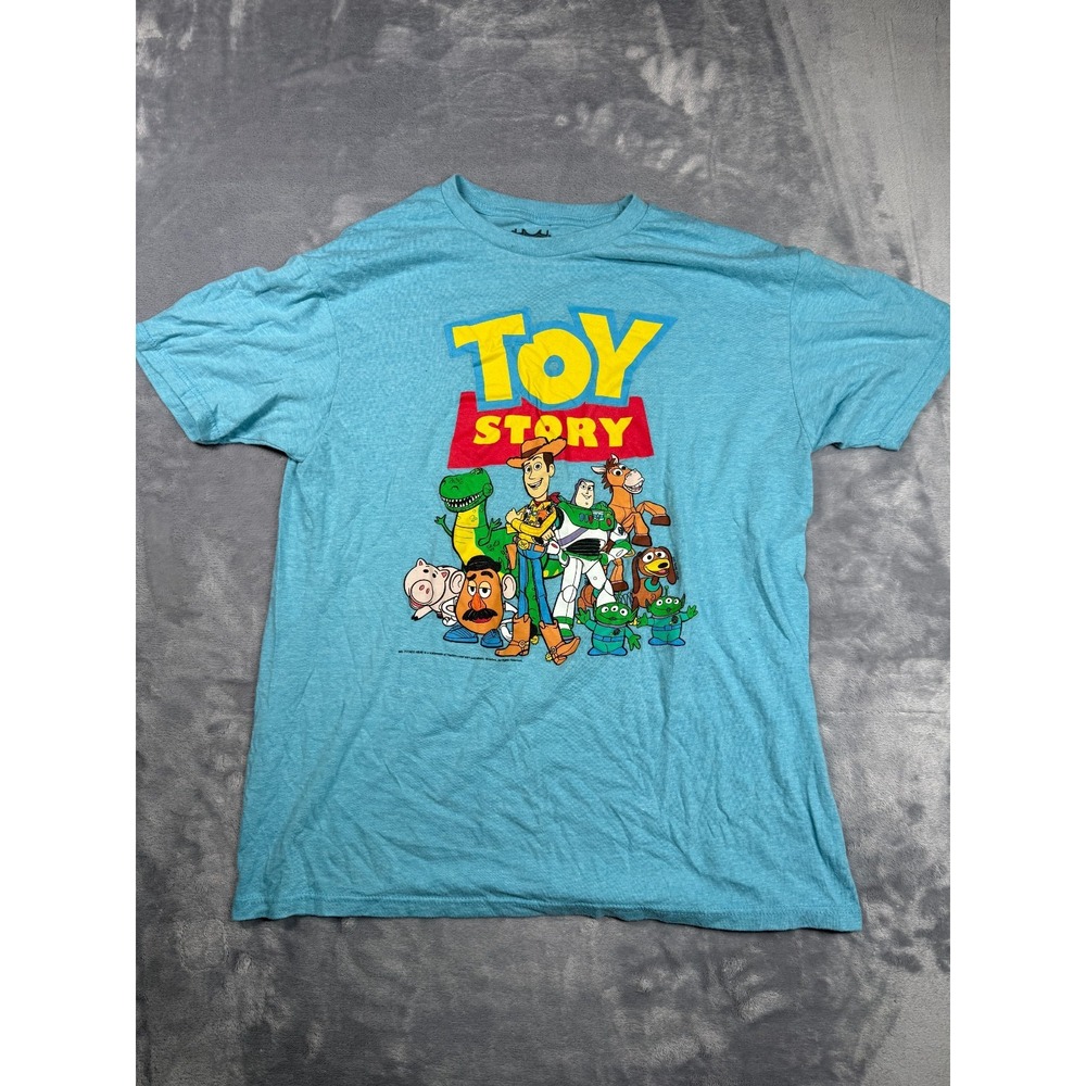 Disney Pixar Toy Story T Shirt Mens Large Light Blue Buzz Lightyear Woody Tee